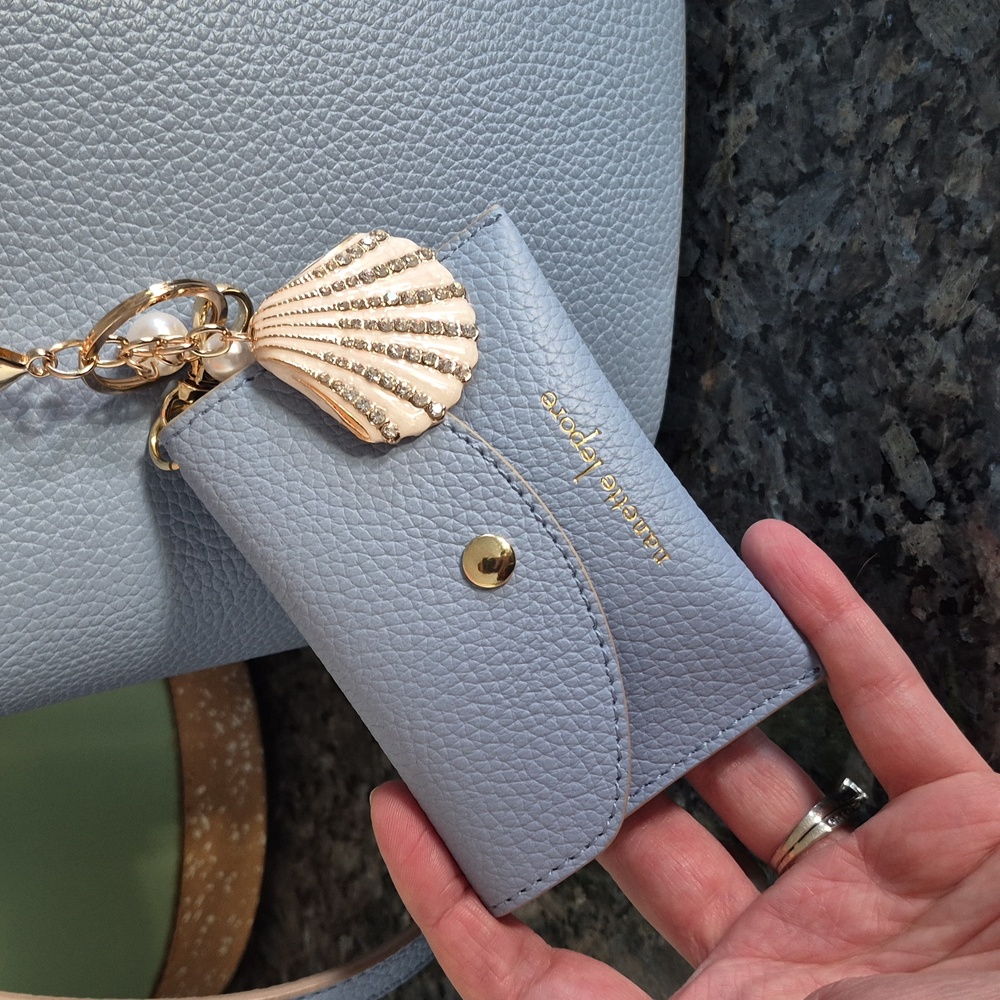 Nanette Lepore Light Blue Handbag with Shell & Pearl Bag Charm - Picture 4 of 9